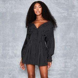 Make It Quick Black Pinstripe Dress